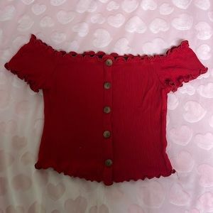Red Off the Shoulder Top